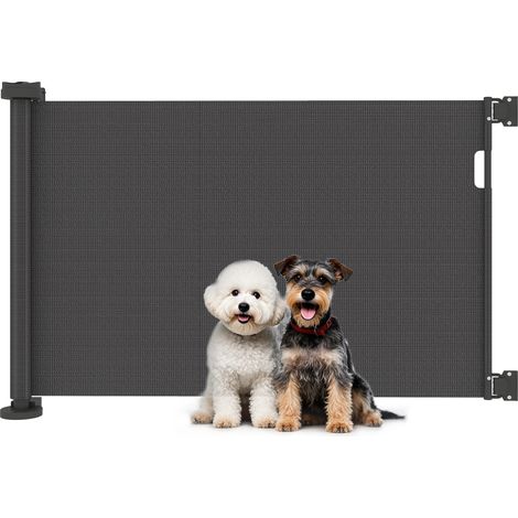 Beyamis Einziehbare Sicherheitsbarriere für Hunde mit Schließmechanismus für Türen, Treppen und Flure, 142 x 10 x 87 cm, Schwarz