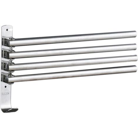 Porte-Serviettes avec 4 Barres 180°Rotatives en Acier Inoxydable SUS304 Porte Serviette Murale Sèche-Serviettes pour Salle de Bain Cuisine Lavabo- Argent (1/4)