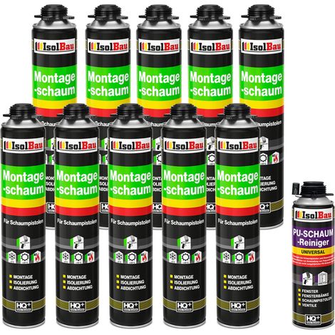 IsolBau Pistol Mounting Foam B2 Montageschaum 10 x 750 ml 1 x Cleaner (1/5)