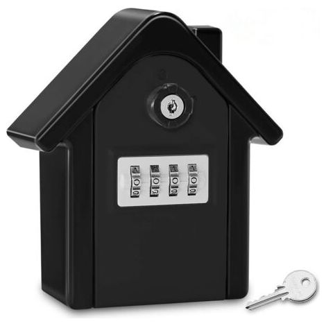 Noir Boite a Cle Securisee Mural Boite a Clé avec Code Numérique & Clés d'urgence, Grand Key Safe Box Format Coffre a Clef Extérieur pour Maison, Bureau, Usine, Garages (1/5)