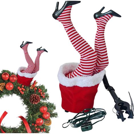 Jambes en Peluche de Noël Ornement de Jambes en Peluche pour Bottes Décorations pour Sapin de Noël Décoration de Fête pour Collègues Sapin Restaurant Célébrations Festivals (1/5)