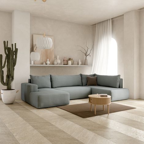 U-Sofa 5-sitzig umbaubar Truhe Bliss Grau (1/5)