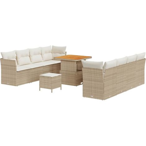 Maison Exclusive - Set Divano da Giardino con cuscino 11 pcs beige e panna