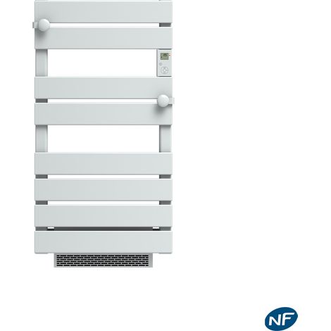 PLUTON Sèche-serviettes Blanc 1750W Carrera – Thermostat LCD Ecopilote – Soufflerie Intégrée 1000W – Certification NF