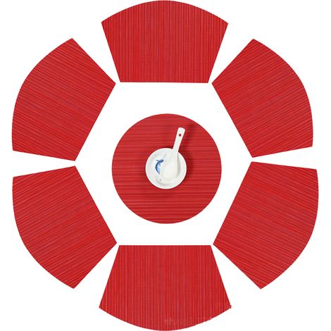 Set De Table Triangulaire - Avec Centre De Table Rond - Lavable En PVC Écologique - Pour Salle À Manger Cuisine Bureau - Lot De 7 (1/5)