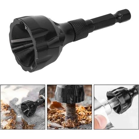 Couteau à chanfreiner à trois lames en acier au tungstène 3-20 mm, grattoir à ébavurer pour vis et boulons, outil à chanfreiner à tige hexagonale (1/5)