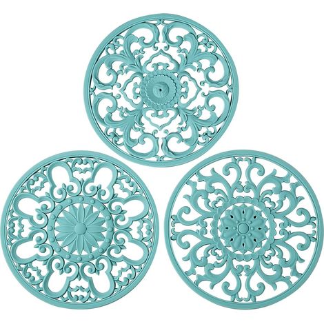 Lot de 3 dessous-de-plat en silicone très épais pour plats chauds, casseroles et poêles, pour mettre en valeur votre table et plan de travail - Décoration et accessoires de cuisine - Turquoise (1/5)