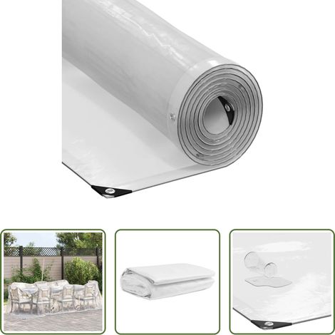 vidaXL Gartenmöbel schützen - Transparente Plane mit Ösen 2x5 m Polyethylen (1/5)