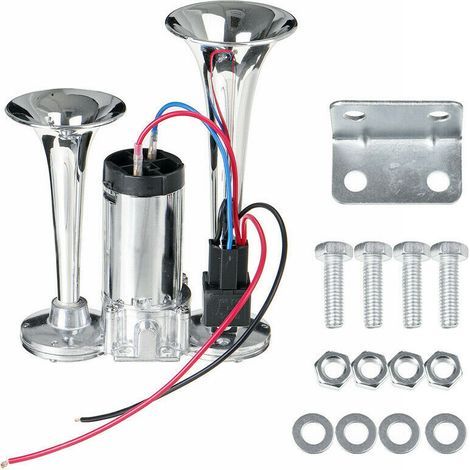 ACOGEDO Kit de Trompette électrique à Double Klaxon 12V 600DB, avec Finition en Acier Inoxydable, Compatible avec les Grands Camions et Bus. (1/5)