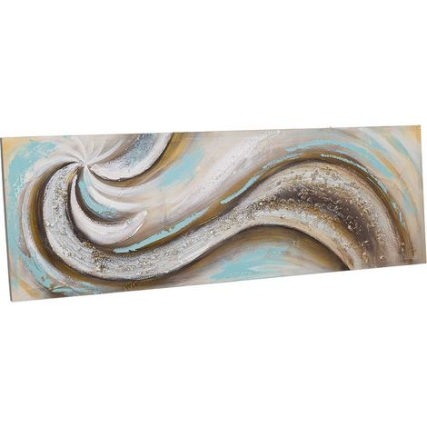 Cuadro pintado a mano con relieve multicolor 40x120x3h cm