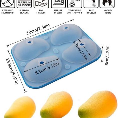Moule gâteau 3D forme mangue 4 cavités pudding gelée crème glacée mousse pâtisserie (1/5)