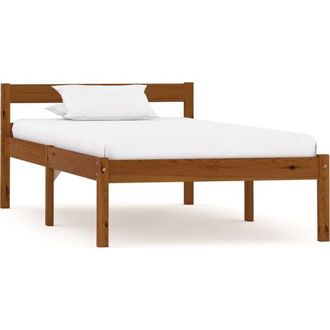 Cadre de lit sans matelas Marron miel Bois pin massif 90x200 cm (1/5)