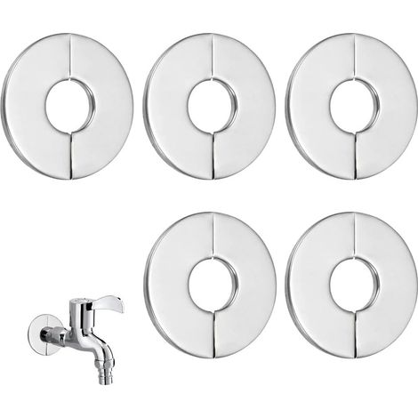 5-teilige Duscharmatur-Rosette, selbstklebende Ventillochabdeckungen aus Edelstahl, 23-mm-Armaturenrosette für Duscharmaturen, Küchen- und Badezimmerarmaturen (1/5)