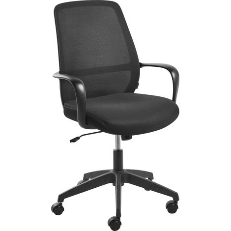 Office Chair Black Fabric Mesh Upholstery Swivel Desk Computer Adjustable Seat Reclining Backrest VELTO
