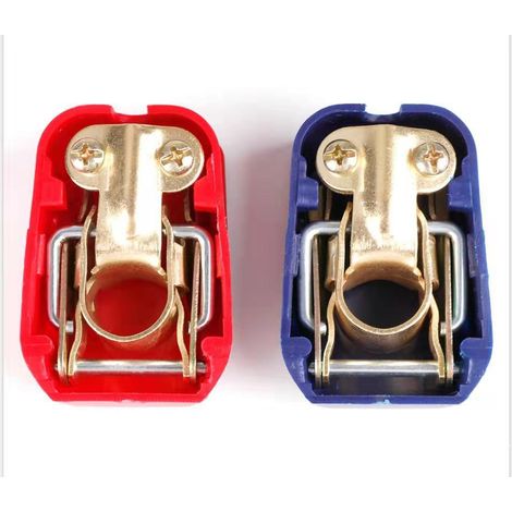 2 Connecteurs de batterie, Dégagement rapide, Cuivre plaqué, Rouge et bleu, Pour voiture bateau camion (1/5)
