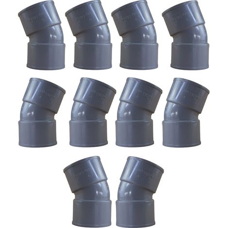 10 coudes PVC 22°30 Femelle Femelle Ø50 - First Plast (1/5)