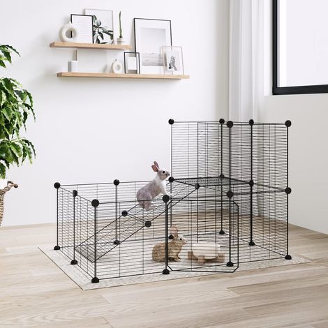 Cage,Enclos pour animaux de compagnie à 20 panneaux et porte Noir 35x35 cm -87764 (1/4)