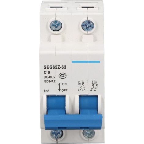 Disjoncteur miniature CC 2P 6 kA 400 V à contact pneumatique pour panneaux photovoltaïques, réseau C6 6A (1/5)