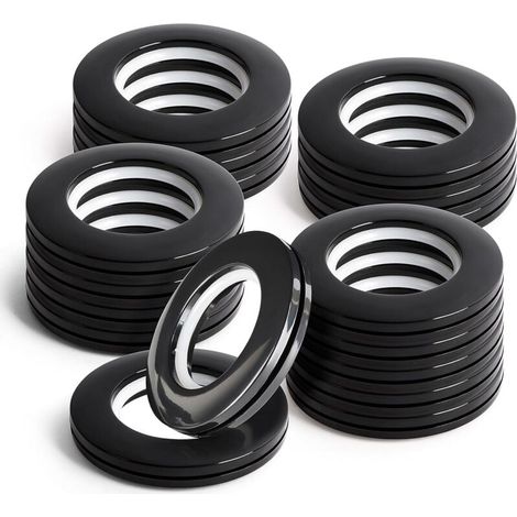 Vorhangringe 42mm aus PP - 16 Stück Schwarz für Gardinenstange - Ösenringe für Heimwerker und Fenster (1/5)