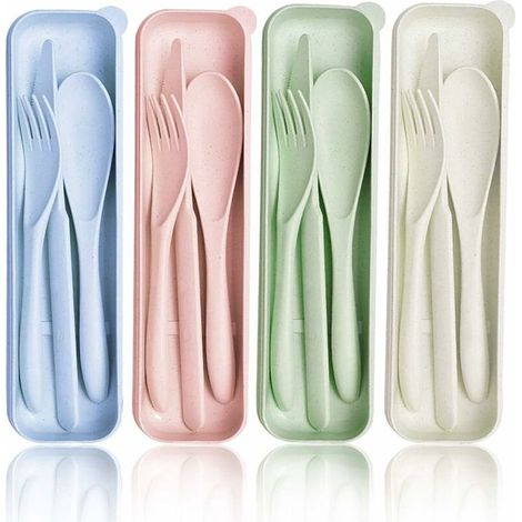 Wheat Straw Cutlery Sets, Portable Cutlery Spoon Knife Fork Dinnerware Set