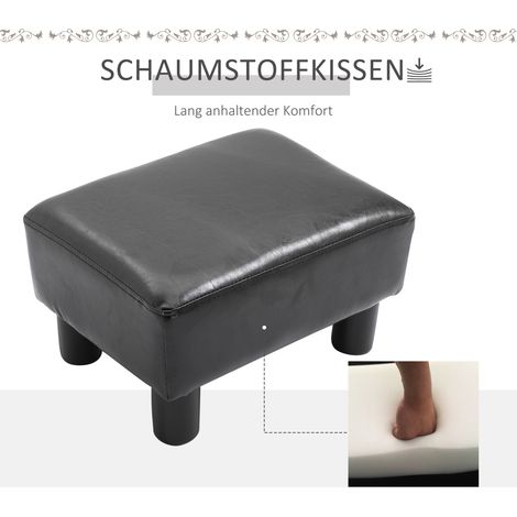 Pouf HOMCOM en similicuir noir, repose-pieds moderne pour salon ou chambre