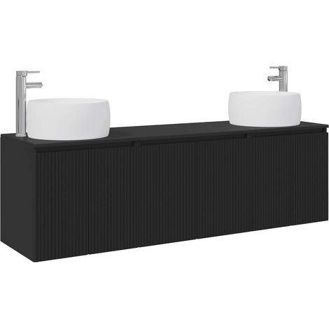 Bathroom Cabinet Set 3 pcs Black 49.5 x 44.5 x 66 cm vidaXL (1/5)
