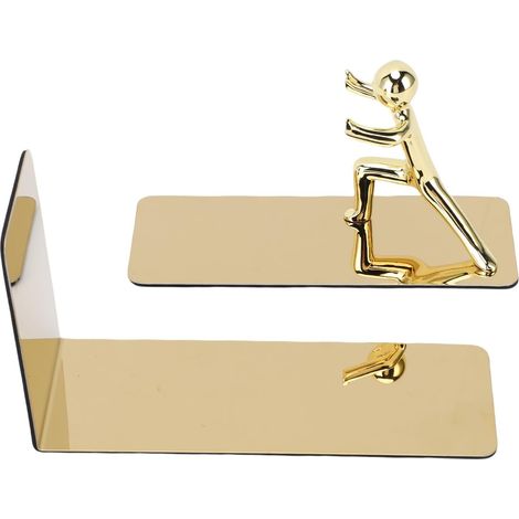 Stainless Steel Bookends for Men, Decorative Gold Book Stopper for Shelves, Coffee Table, Living Room, Office with Sturdy Support (1/5)