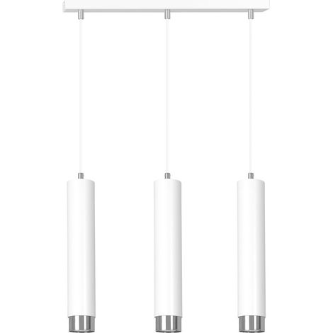 Lampada a Sospensione Kibo, Acciaio verniciato a polvere, Bianco, Cromo, 45x100x6 cm (1/5)