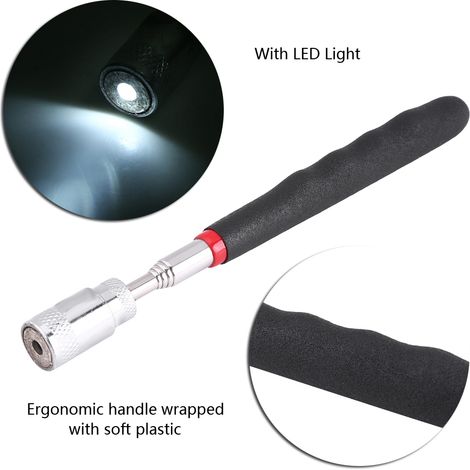 Outil de ramassage magnétique télescopique avec lumière LED, utilisé pour ramasser les écrous et les boulons. (1/5)