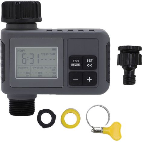 Minuteur arrosage auto avec écran LCD pour robinet 3/4 à 1/2 pouce, jardin ou cour extérieure (1/5)