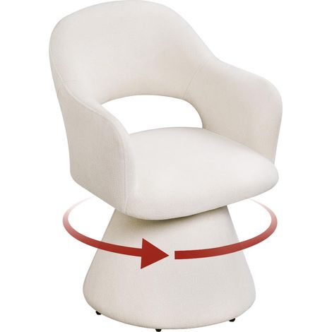 WOLTU Chaise Pivotante Salle à Manger en Lin, Fauteuil de Cuisine avec Dossier Haut et Accoudoirs, Cadre Métallique, Crème (1/5)
