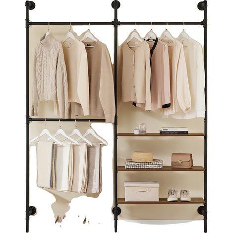 Perchero de pared, estilo industrial, negro. (1/2)