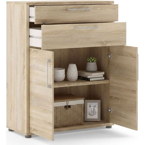 Dmora - Kommode Jemima, Wohnzimmerbuffet, Wohnzimmer-Sideboard, Moderne Küchen-Speisekammer, 89x40 h113 cm, Eiche