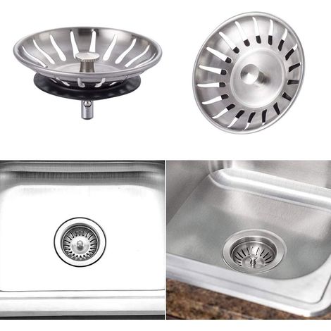 2 pezzi di tappo per lavello da cucina in acciaio inossidabile - Filtro universale per lavello (diametro: 78 mm), tappo per lavello con 18 fessure, griglia anti-intasamento, cestello per lavello a sca