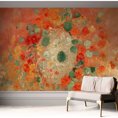 Carta da parati autoadesiva moderna - fotomurale - lavabile - ufficio - design moderno - Fiori astratti 312x219 cm (1/5)