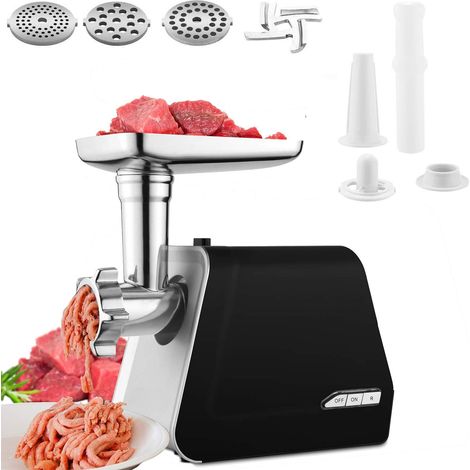 Tritacarne Elettrico Multifunzione Tritacarne con 3 piastre di macinazione in acciaio inossidabile,Accessori per Kubbe, Acciaio Inox (1/5)