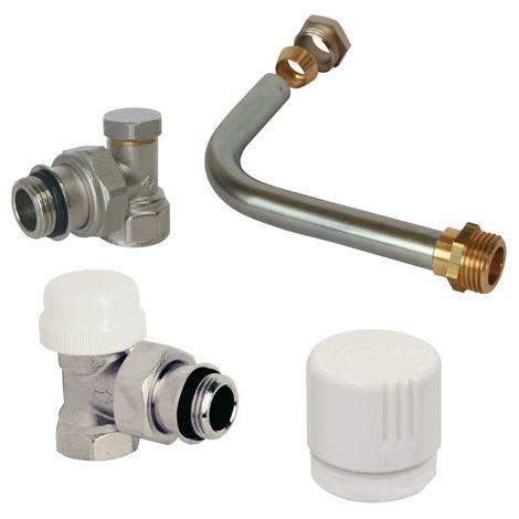 Kit raccordement radiateur avec corps thermostatique - à visser Mâle 1/2" (15/21) - Somatherm (1/2)