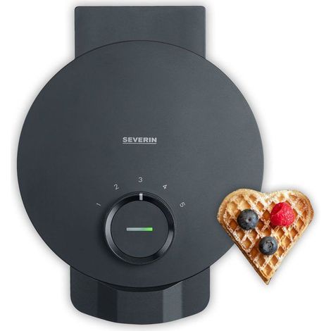 Gofrera simple Severin WA2116 1200 W Negro Corazones