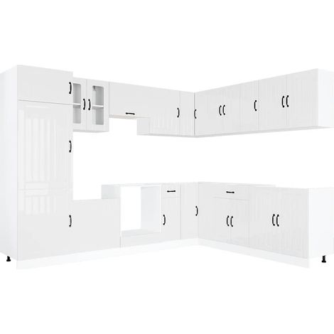 Maison Exclusive - Mueble cocina Lucca blanco brillo 14 pzas made