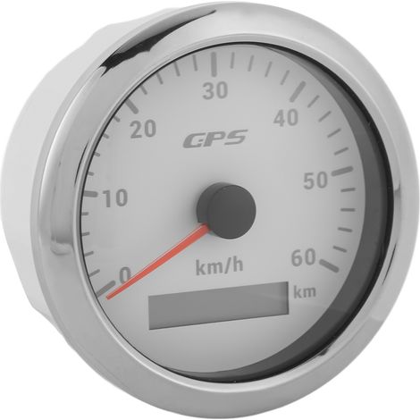 Compteur de vitesse GPS 85 mm, 0-60 km/h, écran LCD avec rétroéclairage réglable, convient aux automobiles et aux navires, 9-32 V CC, blanc. (1/5)