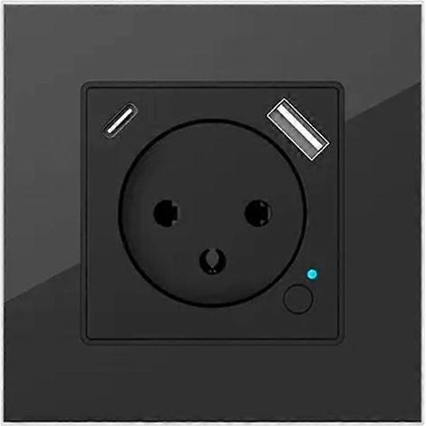 Prise murale intelligente Wi-Fi Tuya (Israël) avec port de charge USB Type-C PD20W pour iPhone et télécommande Alexa (Noir) (1/5)