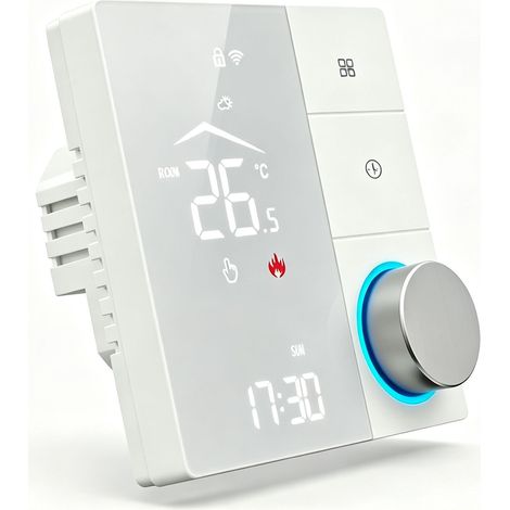 Thermostat de sol chauffant WiFi Tuya 4000W Écran tactile et molette Modèle 3A pour chaudière murale