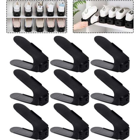 Organizzatore per scarpe regolabile Froadp – 30 pezzi, altezza regolabile (3 livelli), doppio strato, nero