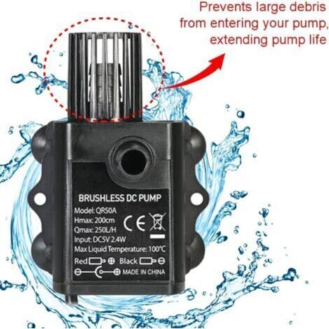 NALOOKAMIC Pompe Aquarium, Pompe a Eau Aquarium, Pompe Submersible Silencieuse, Mini Pompe a Eau Filtres, Pompe Bassin Mini Fontaine, Aquarium Filtration Accessoires USB Automatique Silencieux DC 5V 2