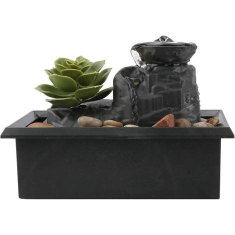 Fontaine Décorative Intérieure Avec LED Et Pierres Naturelles - 60 cm - Alimentation USB ou Piles AA - Pour Bureau Salle De Bain Chambre (1/5)
