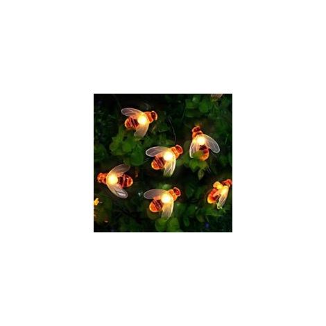 Luci solari da giardino a stringa [20 LED], luci a stringa a forma di ape, 5 m, ideali per recinzioni, prati, patii (bianco caldo) - Crezuo