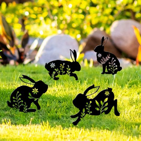 4 Pièces Lapin stéréo Acrylique Extérieur Patio Floor Plugs, Wall Styling Decorations for Outdoor Patio Farm Garden Decoration (1/5)