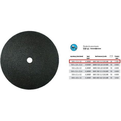 Disque À Tronçonner - Acier - Diamètre 300 mm - Alésage 32 mm - Épaisseur 3,2 mm - Pour Coupe Métal (1/2)