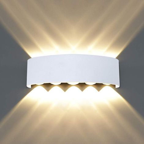 Wandleuchte Innen Up Down Wandlampe Aluminium Moderne 10W - Warmweiß Wandleuchten für Wohnzimmer, Schlafzimmer, Korridor, Treppenhau (Weiß)