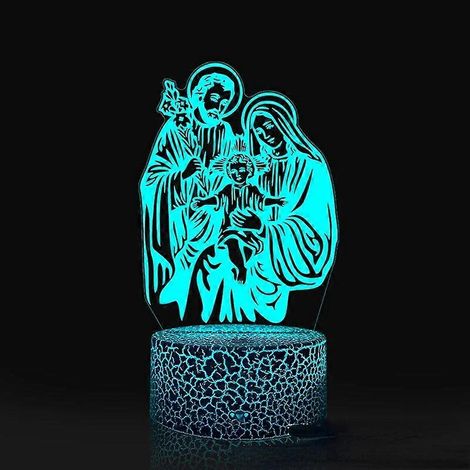 Veilleuse 3D Nighdn Jésus Vierge Marie, télécommande tactile USB, LED multicolore, lampe de table, cadeau de Noël